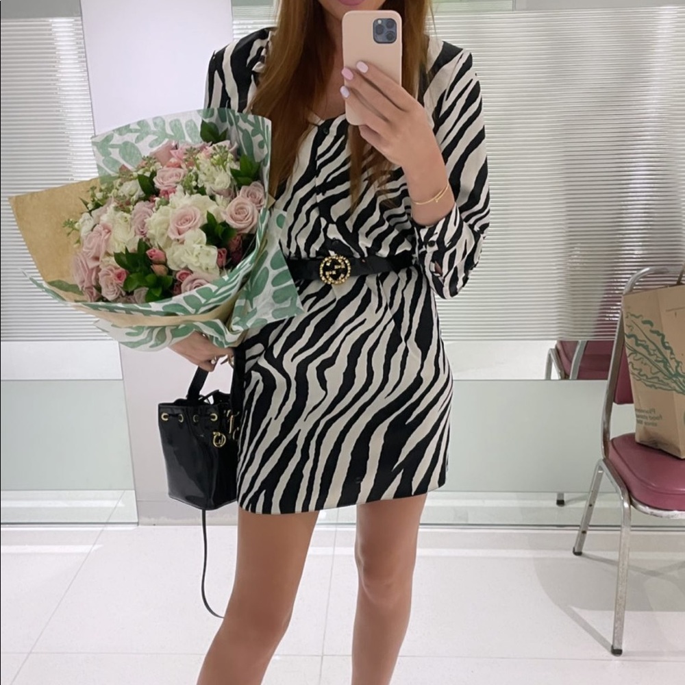 Sexy satin animal print zebra print dress